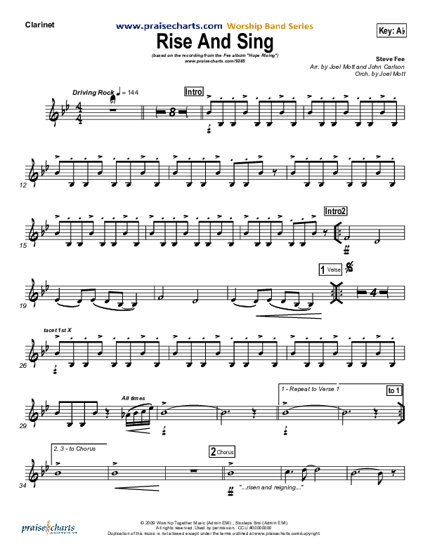 Rise And Sing Clarinet (FEE Band)