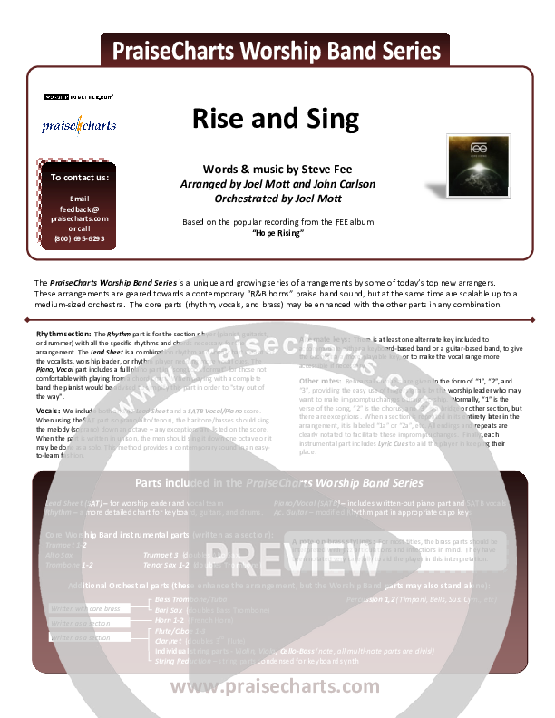 Rise And Sing Cover Sheet (FEE Band)