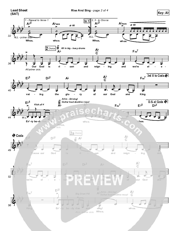 Rise And Sing Lead Sheet (FEE Band)