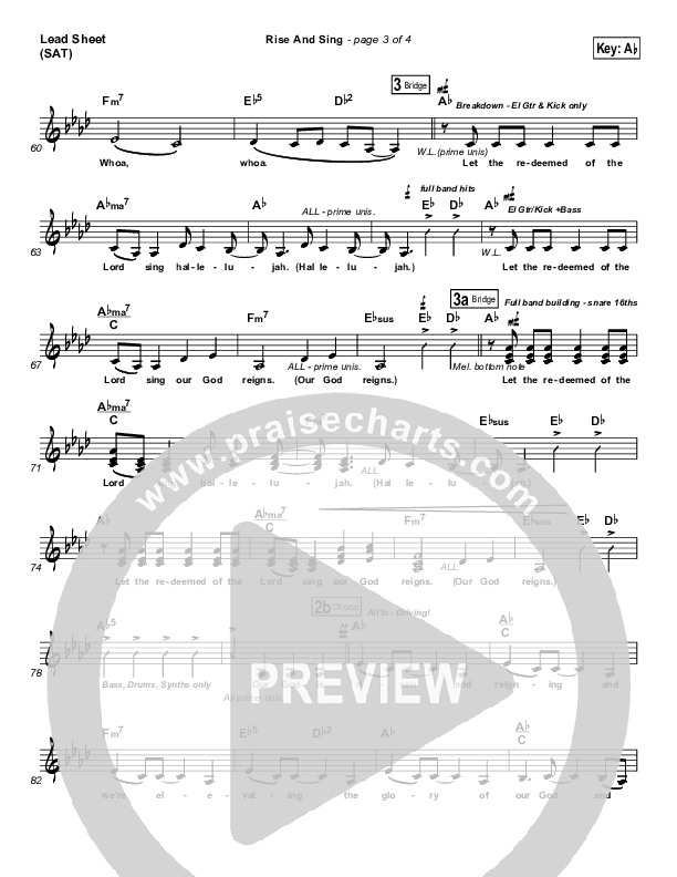 Rise And Sing Lead Sheet (SAT) (FEE Band)