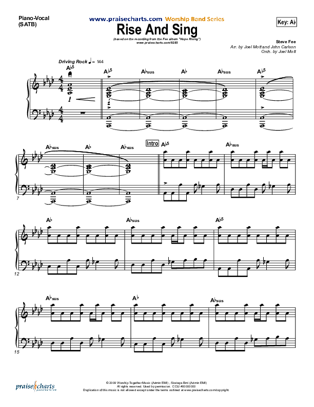 Rise And Sing Piano/Vocal (SATB) (FEE Band)