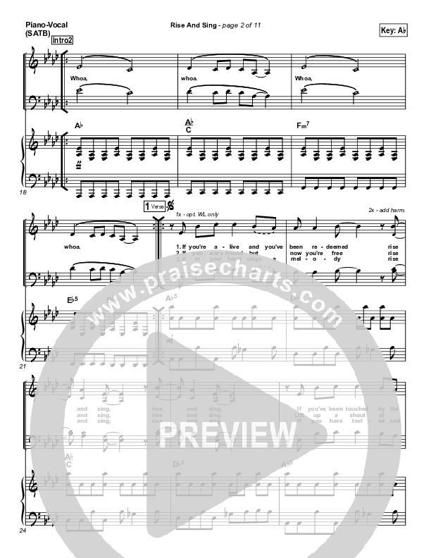 Rise And Sing Piano/Vocal (SATB) (FEE Band)