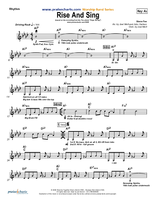Rise And Sing Rhythm Chart (FEE Band)