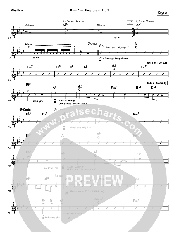 Rise And Sing Rhythm Chart (FEE Band)