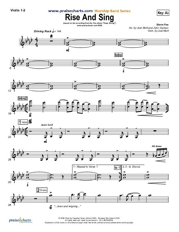 Rise And Sing Violin 1/2 (FEE Band)