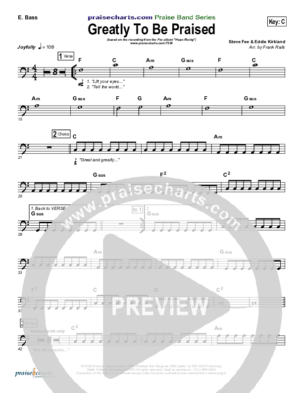 Greatly To Be Praised Bass Guitar (FEE Band)