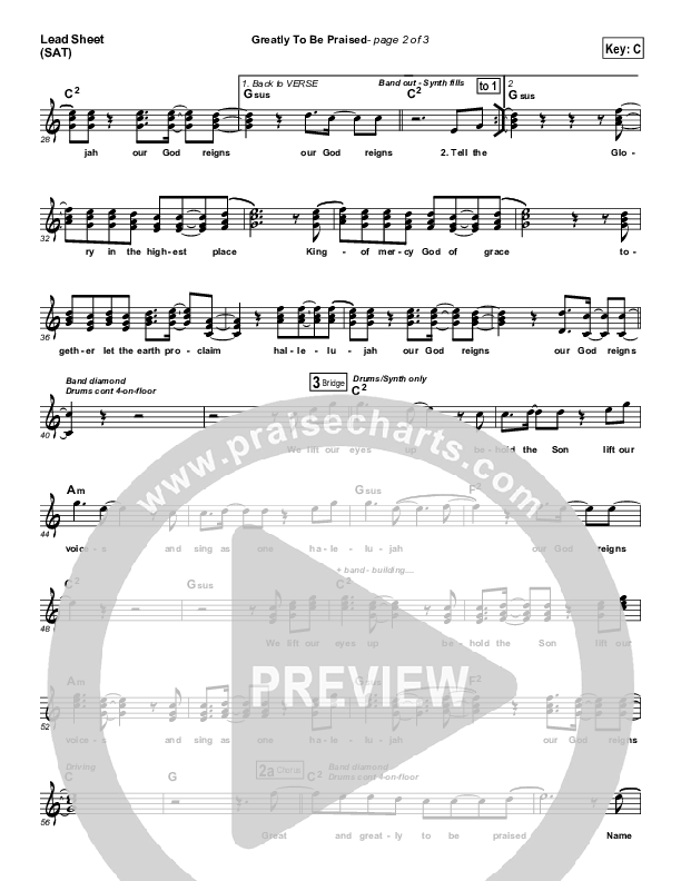 Greatly To Be Praised Lead Sheet (SAT) (FEE Band)