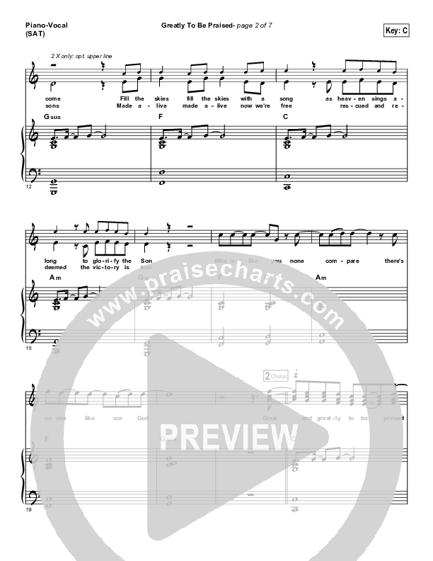 Greatly To Be Praised Piano/Vocal (SAT) (FEE Band)