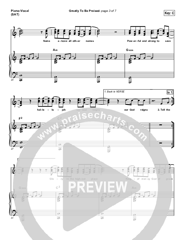 Greatly To Be Praised Piano/Vocal (SAT) (FEE Band)