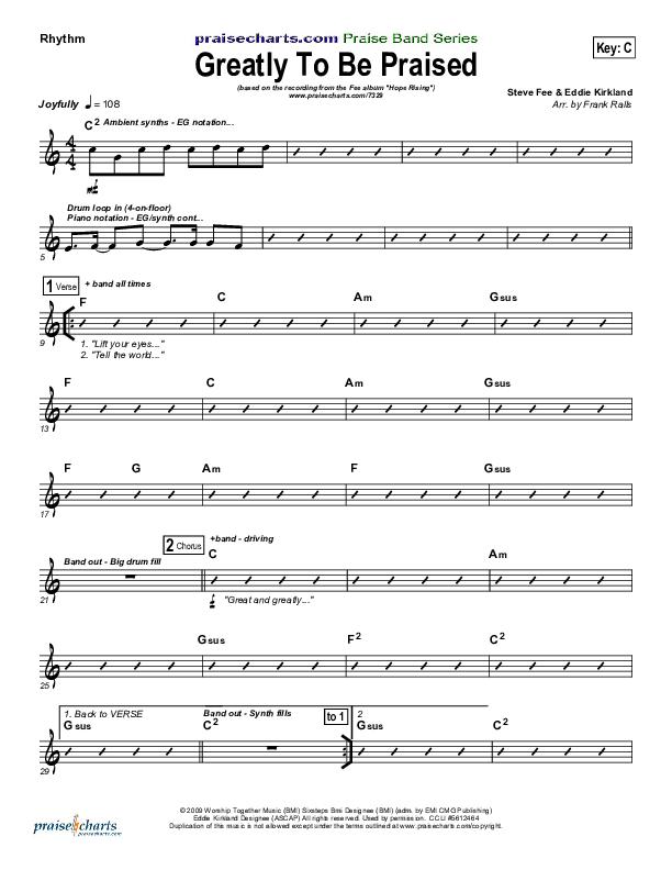 Greatly To Be Praised Rhythm Chart (FEE Band)