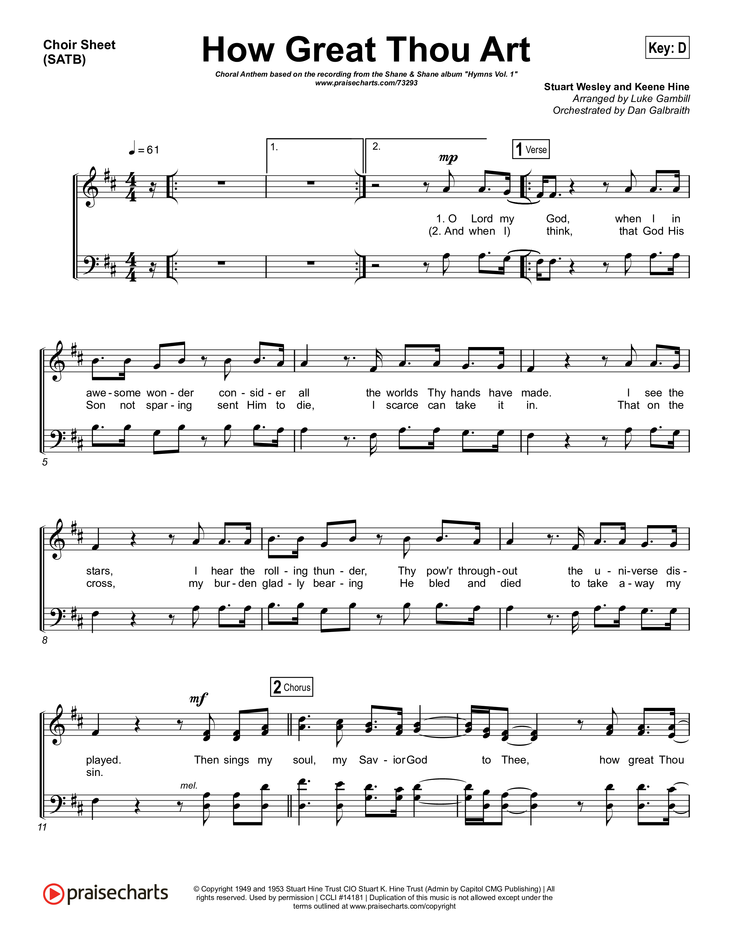 How Great Thou Art (Choral Anthem SATB) Choir Sheet (SATB) (Shane & Shane / The Worship Initiative / Arr. Luke Gambill)