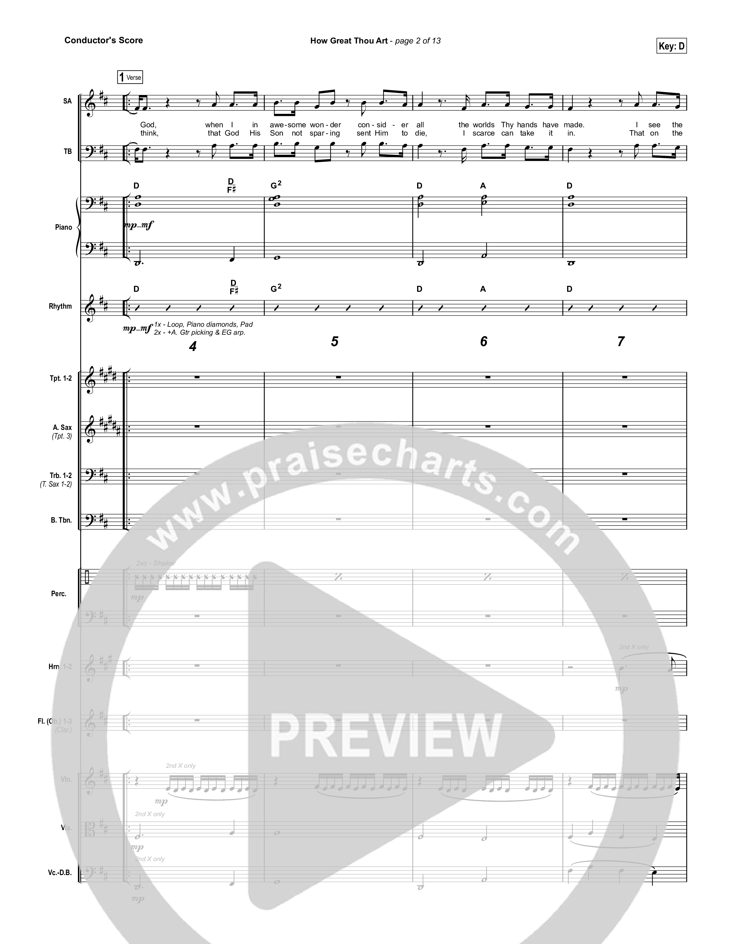 How Great Thou Art (Choral Anthem SATB) Conductor's Score (Shane & Shane / The Worship Initiative / Arr. Luke Gambill)