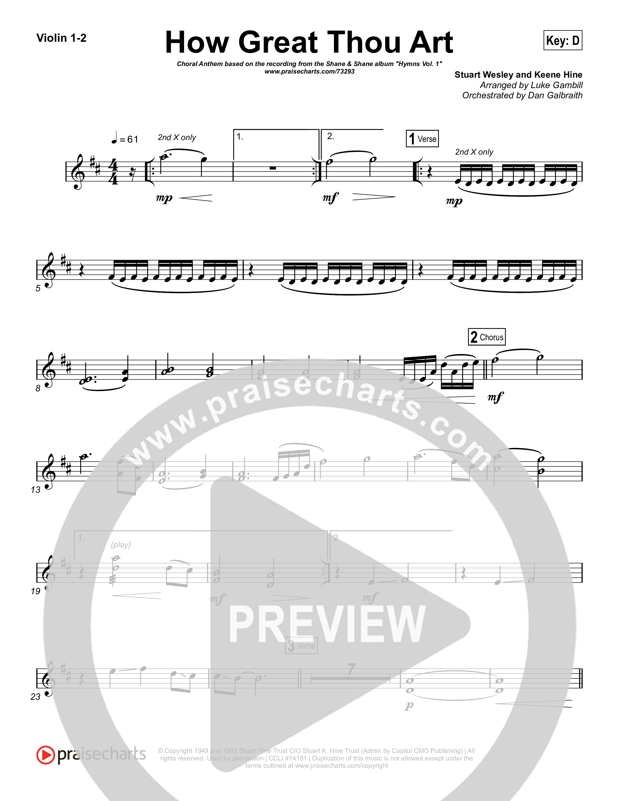 How Great Thou Art (Choral Anthem SATB) String Pack (Shane & Shane / The Worship Initiative / Arr. Luke Gambill)