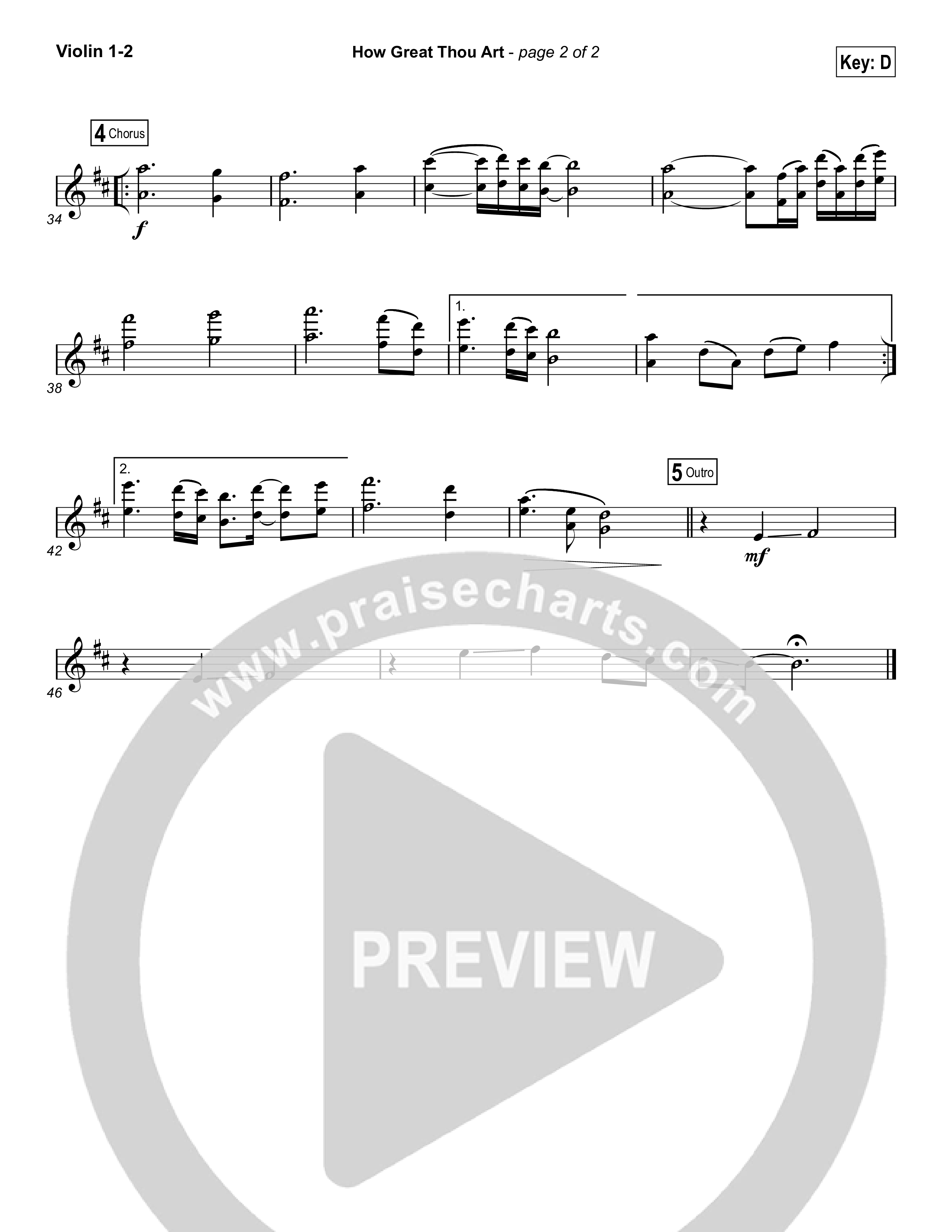 How Great Thou Art (Choral Anthem SATB) Violin 1/2 (Shane & Shane / The Worship Initiative / Arr. Luke Gambill)
