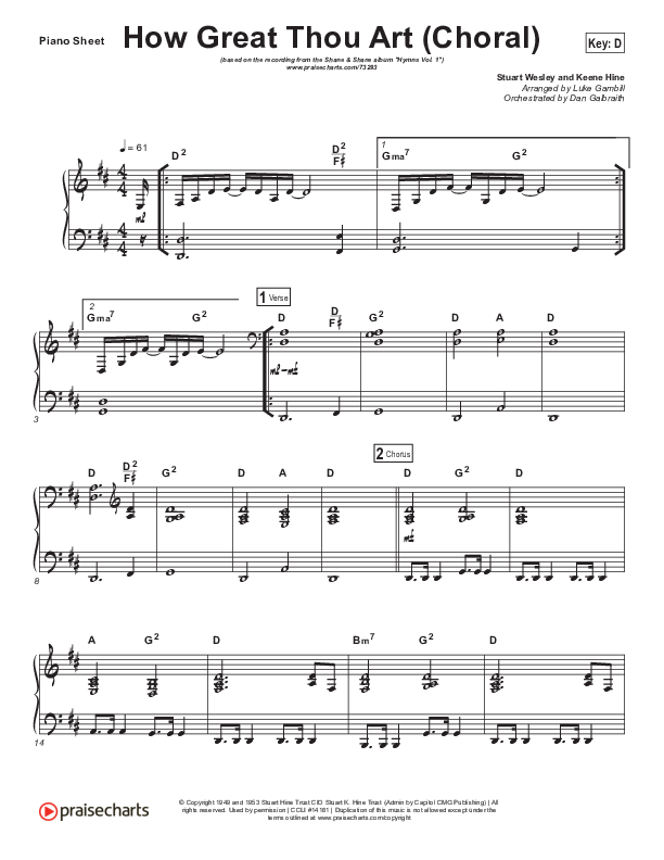 How Great Thou Art (Choral Anthem SATB) Piano Sheet (Shane & Shane / The Worship Initiative / Arr. Luke Gambill)