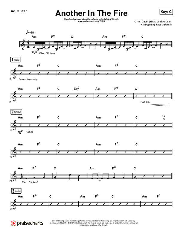 Another In The Fire (Choral Anthem SATB) Acoustic Guitar (Hillsong UNITED / Arr. Luke Gambill)