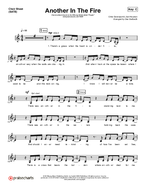 Another In The Fire (Choral Anthem SATB) Choir Sheet (SATB) (Hillsong UNITED / Arr. Luke Gambill)