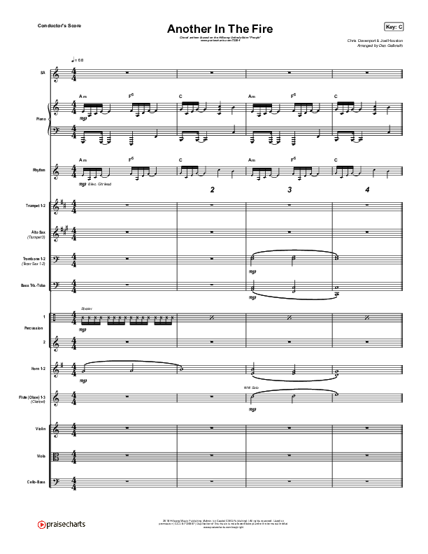 Another In The Fire (Choral Anthem SATB) Orchestration (Hillsong UNITED / Arr. Luke Gambill)