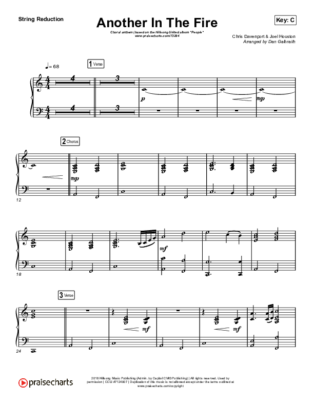 Another In The Fire (Choral Anthem SATB) String Pack (Hillsong UNITED / Arr. Luke Gambill)