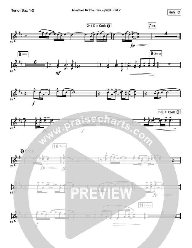 Another In The Fire (Choral Anthem SATB) Tenor Sax 1/2 (Hillsong UNITED / Arr. Luke Gambill)