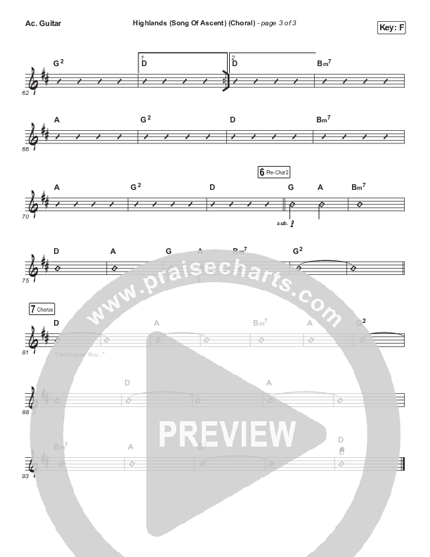 Highlands (Song Of Ascent) (Choral Anthem SATB) Acoustic Guitar (Hillsong UNITED / Arr. Luke Gambill)