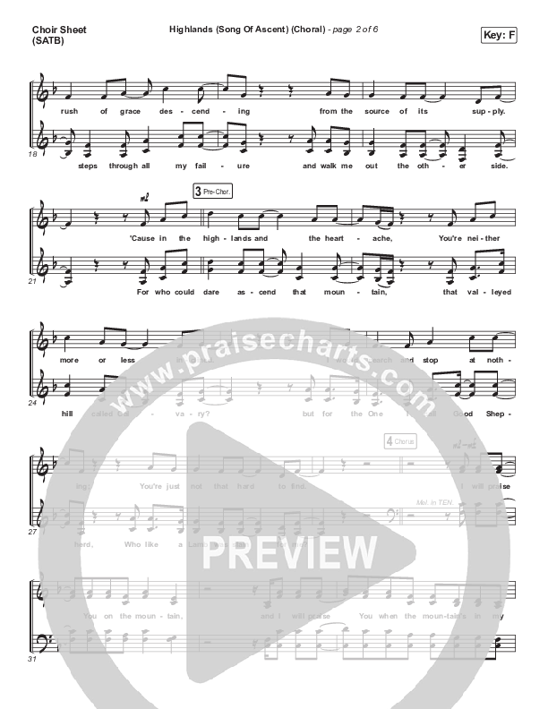 Highlands (Song Of Ascent) (Choral Anthem SATB) Choir Sheet (SATB) (Hillsong UNITED / Arr. Luke Gambill)