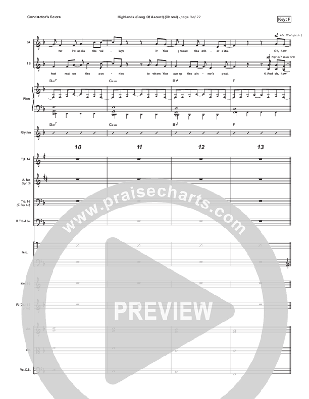 Highlands (Song Of Ascent) (Choral Anthem SATB) Conductor's Score (Hillsong UNITED / Arr. Luke Gambill)