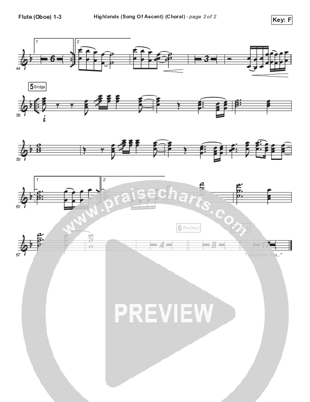 Highlands (Song Of Ascent) (Choral Anthem SATB) Flute/Oboe 1/2/3 (Hillsong UNITED / Arr. Luke Gambill)