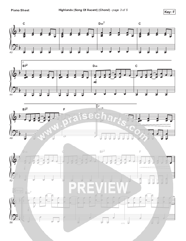 Highlands (Song Of Ascent) (Choral Anthem SATB) Piano Sheet (Hillsong UNITED / Arr. Luke Gambill)