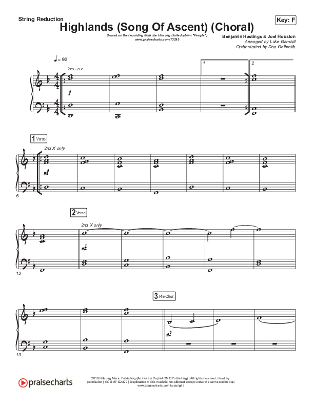 Highlands (Song Of Ascent) (Choral Anthem SATB) Synth Strings (Hillsong UNITED / Arr. Luke Gambill)