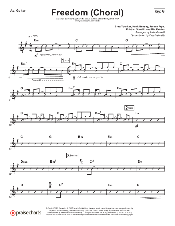 Freedom (Choral Anthem SATB) Acoustic Guitar (Jesus Culture / Kim Walker-Smith / Arr. Luke Gambill)