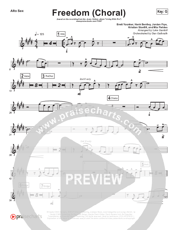 Freedom (Choral Anthem SATB) Alto Sax (Jesus Culture / Kim Walker-Smith / Arr. Luke Gambill)