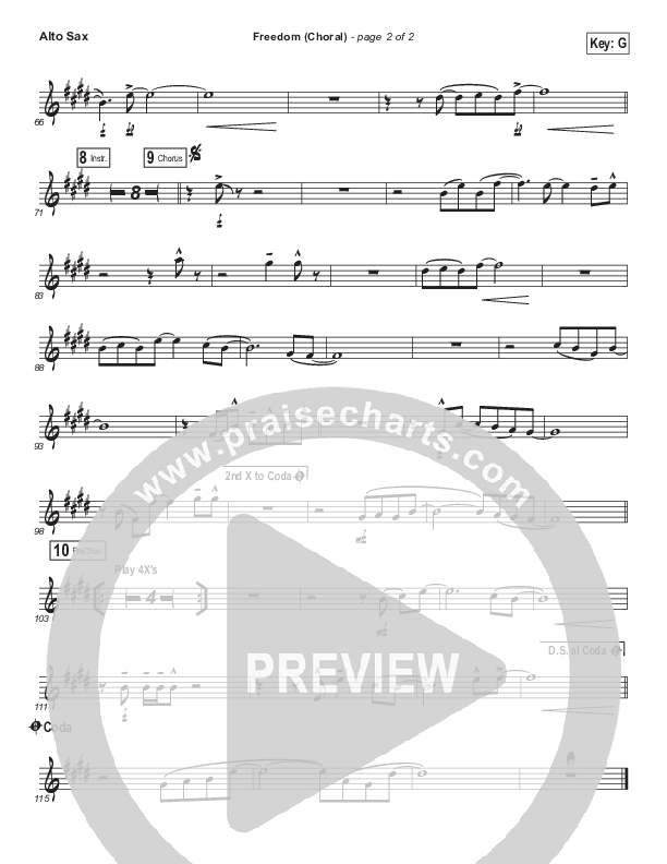 Freedom (Choral Anthem SATB) Alto Sax (Jesus Culture / Kim Walker-Smith / Arr. Luke Gambill)