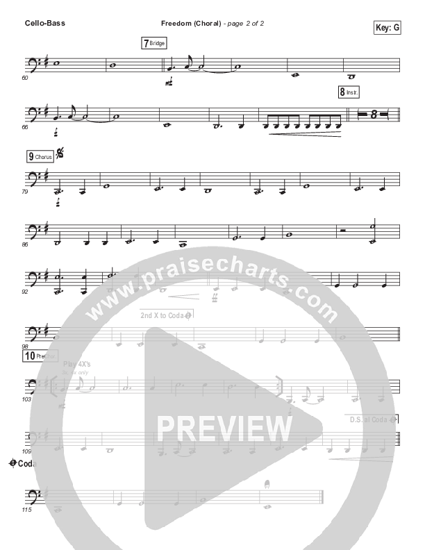 Freedom (Choral Anthem SATB) Cello/Bass (Jesus Culture / Kim Walker-Smith / Arr. Luke Gambill)