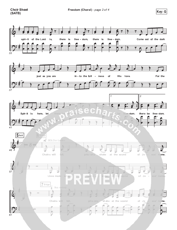 Freedom (Choral Anthem SATB) Choir Sheet (SATB) (Jesus Culture / Kim Walker-Smith / Arr. Luke Gambill)