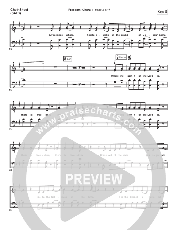 Freedom (Choral Anthem SATB) Choir Vocals (SATB) (Jesus Culture / Kim Walker-Smith / Arr. Luke Gambill)