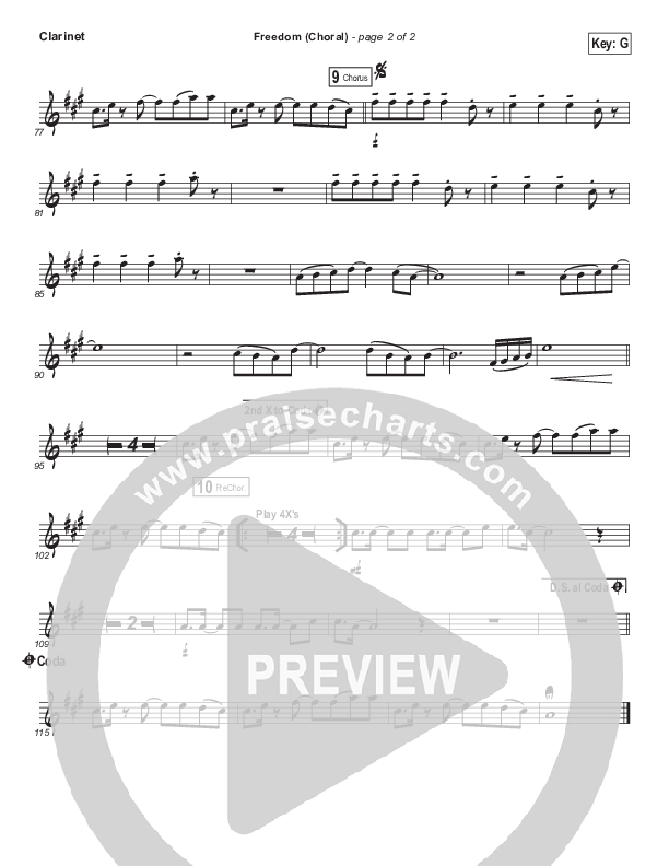 Freedom (Choral Anthem SATB) Clarinet (Jesus Culture / Kim Walker-Smith / Arr. Luke Gambill)