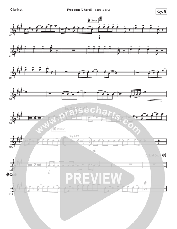 Freedom (Choral Anthem SATB) Clarinet (Jesus Culture / Kim Walker-Smith / Arr. Luke Gambill)