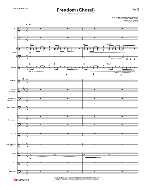 Freedom (Choral Anthem SATB) Orchestration (Jesus Culture / Kim Walker-Smith / Arr. Luke Gambill)