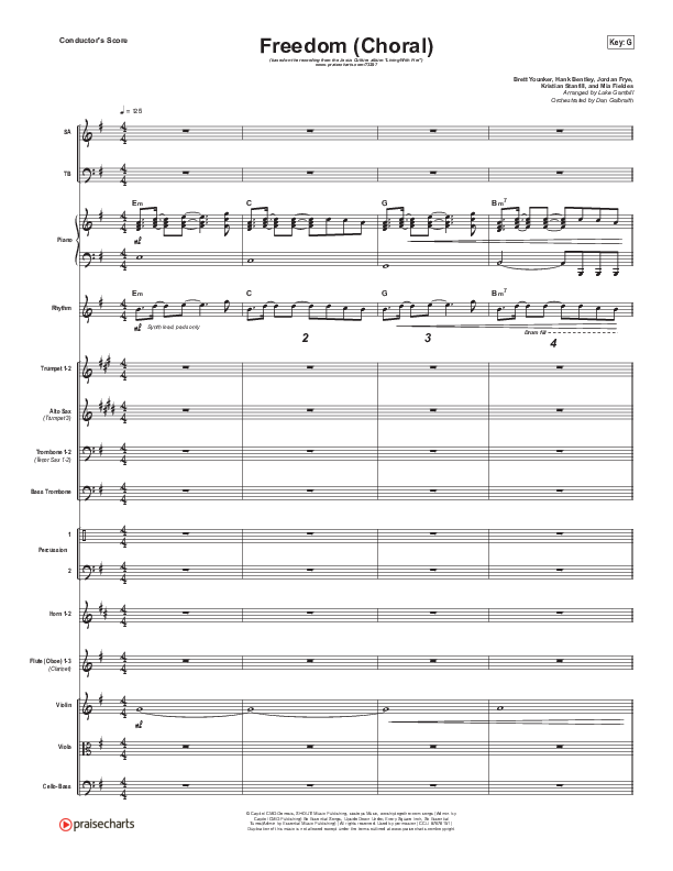 Freedom (Choral Anthem SATB) Conductor's Score (Jesus Culture / Kim Walker-Smith / Arr. Luke Gambill)