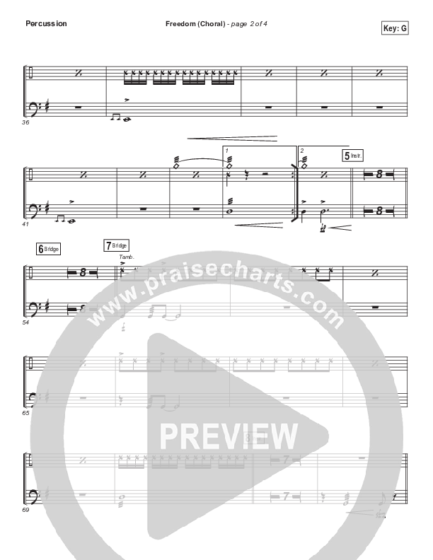 Freedom (Choral Anthem SATB) Percussion (Jesus Culture / Kim Walker-Smith / Arr. Luke Gambill)