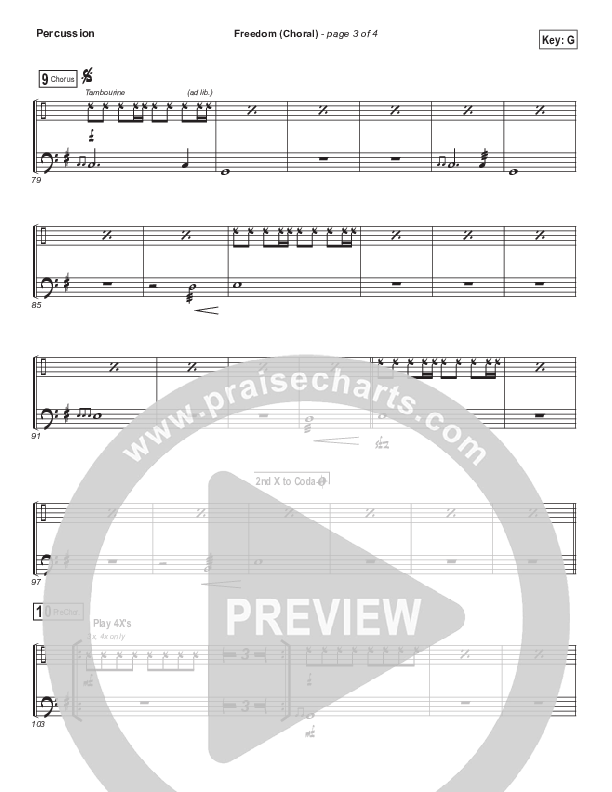 Freedom (Choral Anthem SATB) Percussion (Jesus Culture / Kim Walker-Smith / Arr. Luke Gambill)