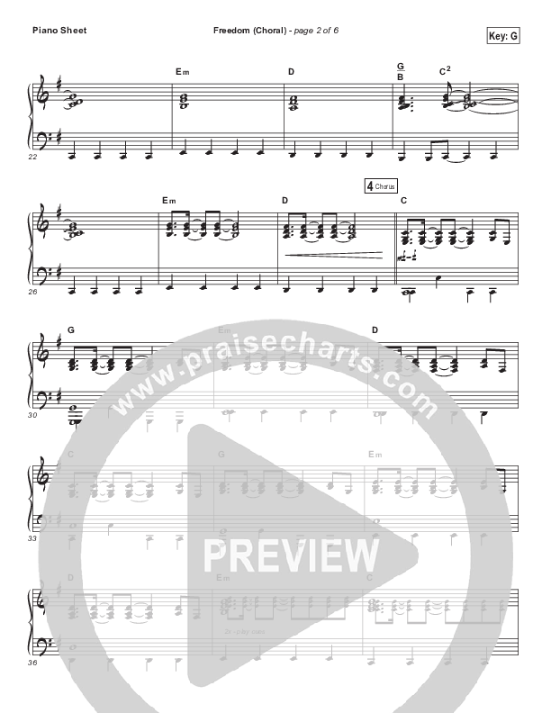 Freedom (Choral Anthem SATB) Piano Sheet (Jesus Culture / Kim Walker-Smith / Arr. Luke Gambill)