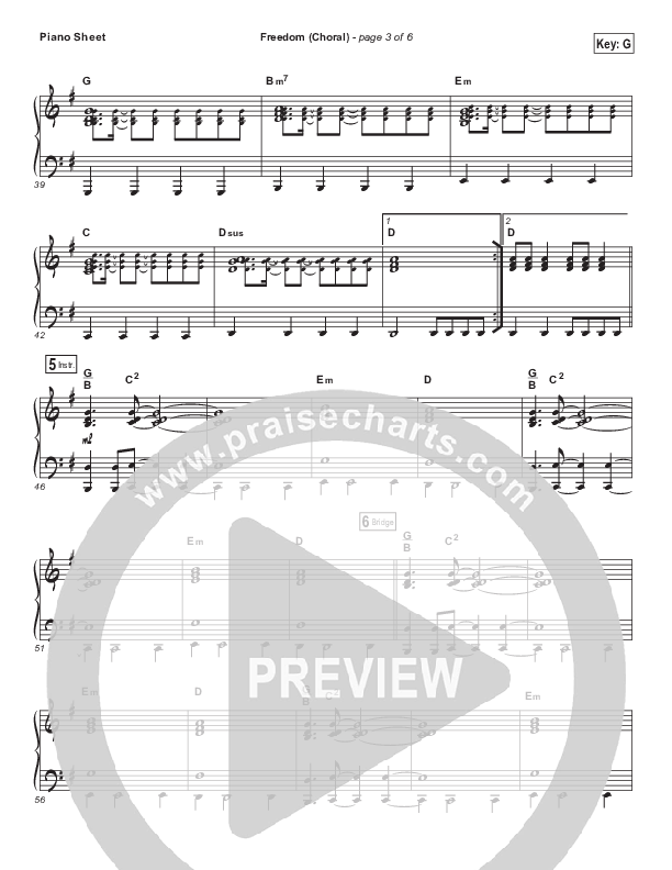 Freedom (Choral Anthem SATB) Piano Sheet (Jesus Culture / Kim Walker-Smith / Arr. Luke Gambill)