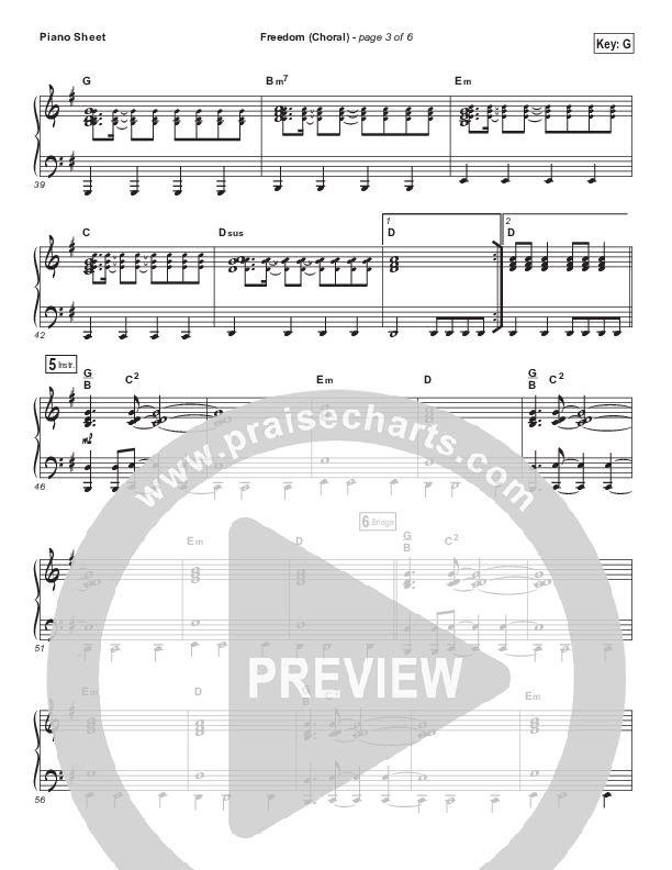 Freedom (Choral Anthem SATB) Piano Sheet (Jesus Culture / Kim Walker-Smith / Arr. Luke Gambill)