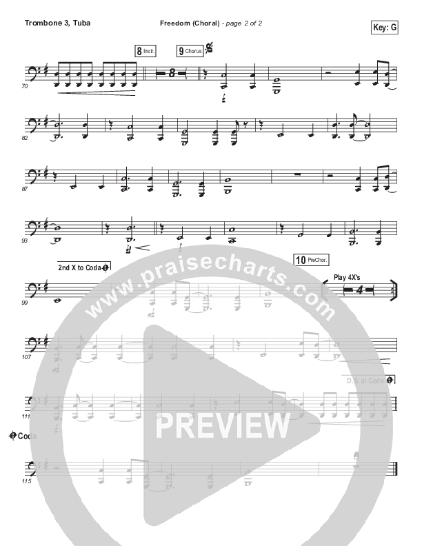 Freedom (Choral Anthem SATB) Trombone 3/Tuba (Jesus Culture / Kim Walker-Smith / Arr. Luke Gambill)