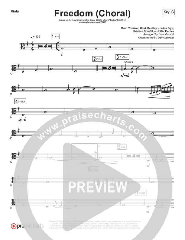 Freedom (Choral Anthem SATB) Viola (Jesus Culture / Kim Walker-Smith / Arr. Luke Gambill)