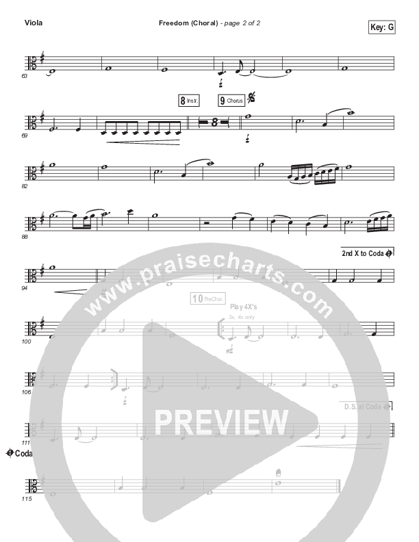 Freedom (Choral Anthem SATB) Viola (Jesus Culture / Kim Walker-Smith / Arr. Luke Gambill)