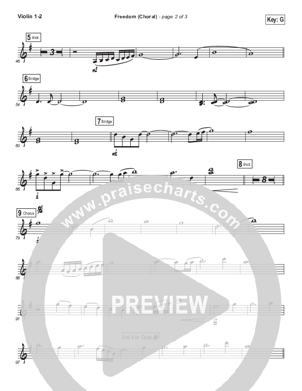 Freedom (Choral Anthem SATB) Violin 1/2 (Jesus Culture / Kim Walker-Smith / Arr. Luke Gambill)