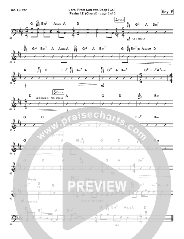 Lord From Sorrows Deep I Call (Psalm 42) (Choral Anthem SATB) Acoustic Guitar (Matt Papa / Keith & Kristyn Getty / Arr. Luke Gambill)